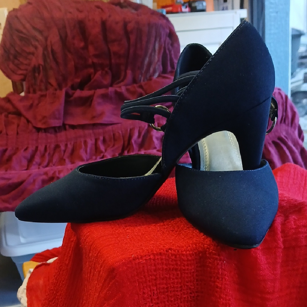 #7~~Impo Navy Women's Heels with Strappy Design